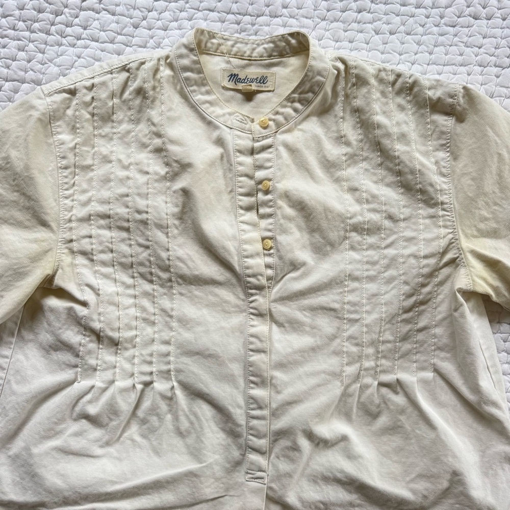 Madewell pleated white Cream Button Down Shirt tunic